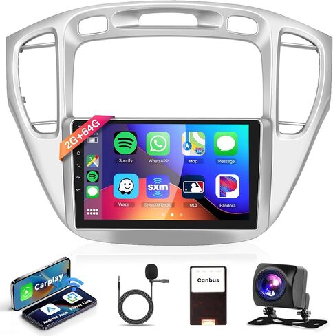 ستيريو راديو السيارة Android لسيارة Toyota Highlander 2000-2007 مع Apple Carplay Android Auto Podofo 9 بوصة وحدة رئيسية 2G RAM 64GROM مع WiFi GPS بلوتوث كاميرا احتياطية HiFi Audio in Saudi Arabia
