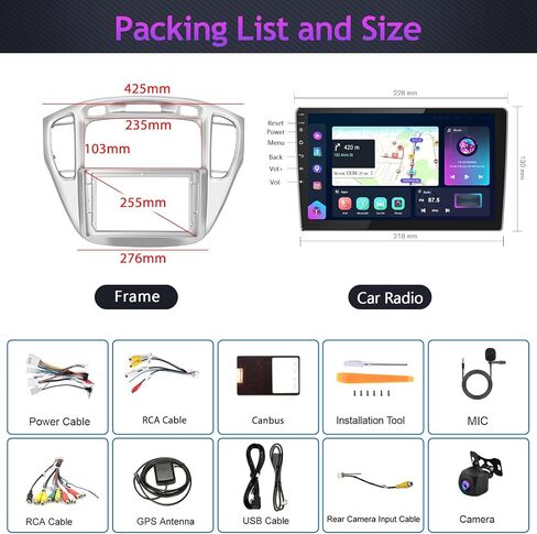ستيريو راديو السيارة Android لسيارة Toyota Highlander 2000-2007 مع Apple Carplay Android Auto Podofo 9 بوصة وحدة رئيسية 2G RAM 64GROM مع WiFi GPS بلوتوث كاميرا احتياطية HiFi Audio in Saudi Arabia