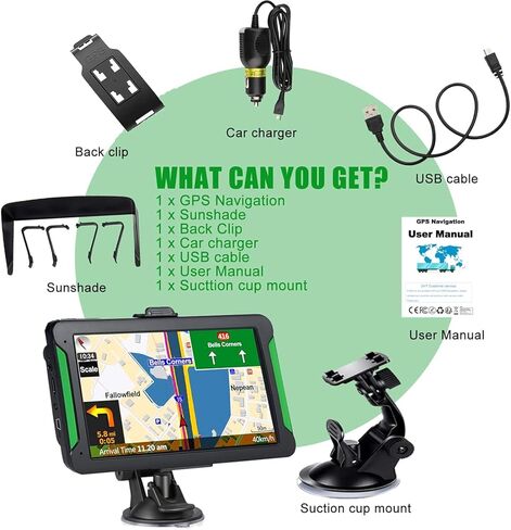 S7 GPS Navigation for Car Truck RV، GPS Navigator مع 7 بوصة، خرائط 2024 (تحديثات مجانية مدى الحياة)، برامج تشغيل GPS التجارية للشاحنة، نظام ملاحة GPS لسائقي الشاحنات، توجيه مخصص للشاحنات in Kuwait