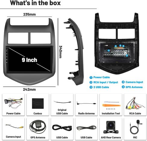 for Chevy Aveo Sonic 2011-2015 Android Car Stereo 9 Inch with Wireless Carplay Android Auto, 2G+64G Touchscreen GPS Navigation Unit with WiFi HiFi BT RDS Backup Camera in Saudi Arabia