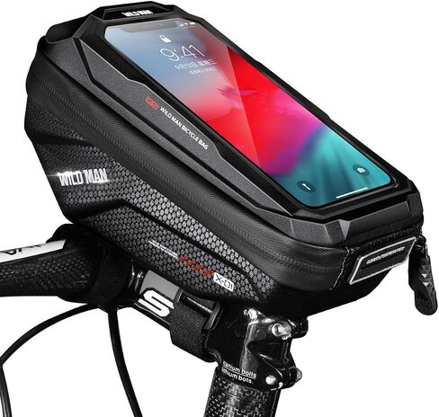 Bike Handlebar Bag, Waterproof Bicycle Frame Top Tube Pouch Pannier Cycling Handlebar Bags Bike Phone Mount Cycle Cell Phone Holder Stand for iPhone 15 14 13 12 Pro Max Samsung Smartphone up to 6.7'' in Saudi Arabia