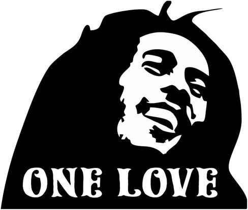 One Love Bob Marley Rasta Reggae Vinyl Cutout Sticker Rub On Decal 3.25-by-2.75 Inches (Black) in Saudi Arabia