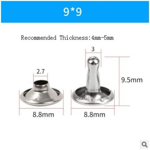 100 Sets Silver Stainless Steel Leather Rivets Double Cap Rivet Tubular Metal Studs Repairs Decoration Craft Accessories for Leather Craft Clothes Shoes Bags Belts(6mm) in Saudi Arabia