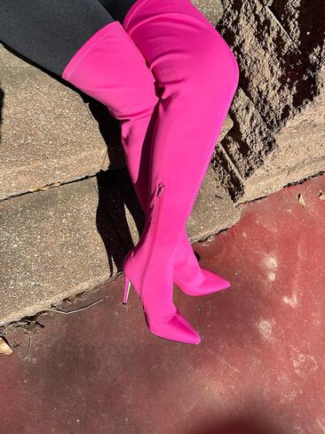 Anne Michelle Dedicate 48M Womens Elastane Pointy Toe Stiletto Boots in Kuwait