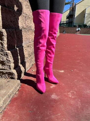 Anne Michelle Dedicate 48M Womens Elastane Pointy Toe Stiletto Boots in Kuwait