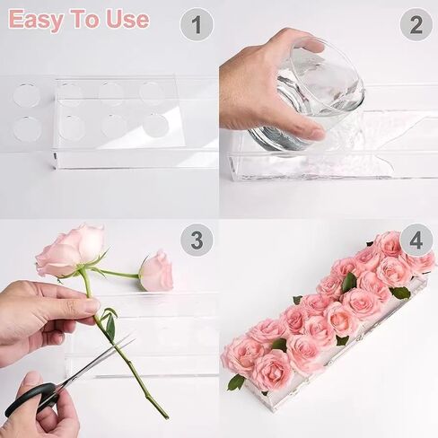 2 Pieces Clear Acrylic Flower vase with a Rectangular Centerpiece, totaling 24 inches (12 inches Each) Modern vases are Ideal for Home and Wedding Decorations-Perfect for Long Table Flowers in Saudi Arabia