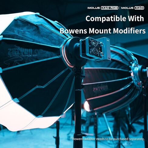Zhiyun X60 Combo Video Light with Grip Battery,60W Portable COB Photography Lighting, Continuous Output Lighting with APP Control CCT 2700K~6500K for Outdoor, Photography, Studio Video in Saudi Arabia
