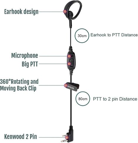 Retevis RT68 Walkie Talkie Earpiece with Mic, for RT22/RT21/H777/RT27/RT68H in Kuwait
