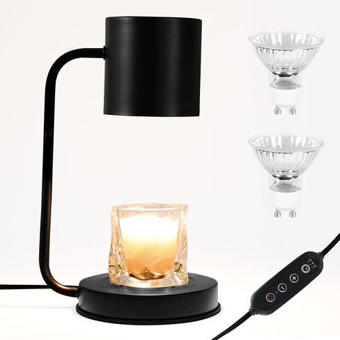 Candle Warmer Lamp Decorative Candle Burner Lamp for Scented Candles Auto Shut Off Timer & Dimmer Function, Non-Slip Base, Heavy Duty Metal Frame Fits All Wax Candle Sizes 2 Replacement Bulbs Included in Saudi Arabia