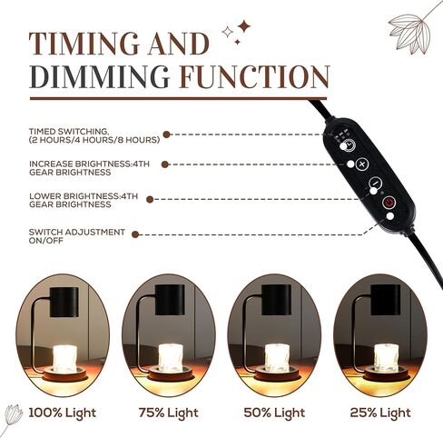 Candle Warmer Lamp Decorative Candle Burner Lamp for Scented Candles Auto Shut Off Timer & Dimmer Function, Non-Slip Base, Heavy Duty Metal Frame Fits All Wax Candle Sizes 2 Replacement Bulbs Included in Saudi Arabia