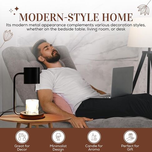 Candle Warmer Lamp Decorative Candle Burner Lamp for Scented Candles Auto Shut Off Timer & Dimmer Function, Non-Slip Base, Heavy Duty Metal Frame Fits All Wax Candle Sizes 2 Replacement Bulbs Included in Saudi Arabia