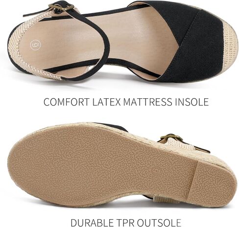 Qonetic Women's Espadrille Wedge Sandals Closed Toe Platform Summer Shoes | Dress Shoes,Casual Fashion,Vacation Outfits,Beach Trips,Travel,Shopping,Comfort,Adjustable Buckle,Wedge Heel in Kuwait