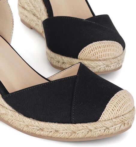 Qonetic Women's Espadrille Wedge Sandals Closed Toe Platform Summer Shoes | Dress Shoes,Casual Fashion,Vacation Outfits,Beach Trips,Travel,Shopping,Comfort,Adjustable Buckle,Wedge Heel in Kuwait