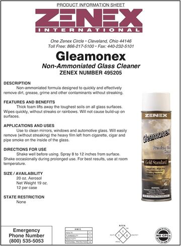 منظف ​​الزجاج الفاخر جليمونيكس من زينيكس، خالي من الأمونيا، 20 أونصة. علبة، عدد 1، بني (الموديل: 495205-1) in Kuwait