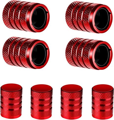 8Pcs Tire Valve Stem Caps, Aluminum Alloy Tyre Air Valve Cover Air Metal Valve Caps Set with Plastic Liner Universal for Car Truck Motorcycle SUV Bike (Black) in Saudi Arabia