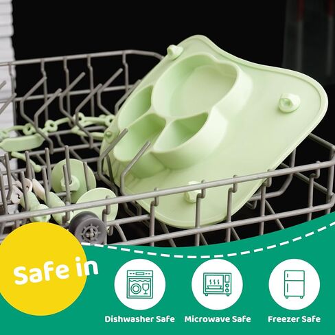 Silicone Suction Plate for Baby, Divided Toddler Food Plate with Spoon and Fork and Toy Safety Strap, Babies & Toddlers Utensils for Self Feeding, Baby Feeding Set, Toddlers Eating Supplies in Saudi Arabia