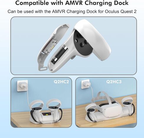 بطاريات AMVR بديلة قابلة لإعادة الشحن بقدرة 1850 مللي أمبير في الساعة لقاعدة الشحن لـ Meta/Oculus Quest 2/3 (ليست لقاعدة الشاحن الرسمية) (عبوتان) in Kuwait