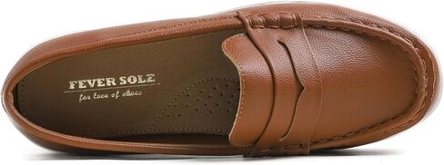 FEVERSOLE Comfort Women's Leather Daily Loafer Driving Flats Flexible Walking Boat Shoes in Kuwait