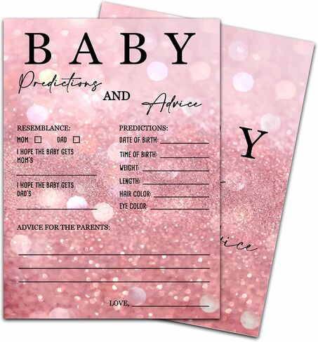 ZIIUFRN Baby Predictions and Advice Cards, 5" x 7" Rose Gold Gender Reveal Games Favors for Guests, Baby Shower Party Decorations - D07 in Saudi Arabia