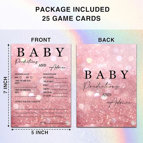 ZIIUFRN Baby Predictions and Advice Cards, 5" x 7" Rose Gold Gender Reveal Games Favors for Guests, Baby Shower Party Decorations - D07 in Saudi Arabia