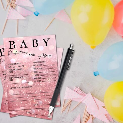 ZIIUFRN Baby Predictions and Advice Cards, 5" x 7" Rose Gold Gender Reveal Games Favors for Guests, Baby Shower Party Decorations - D07 in Saudi Arabia