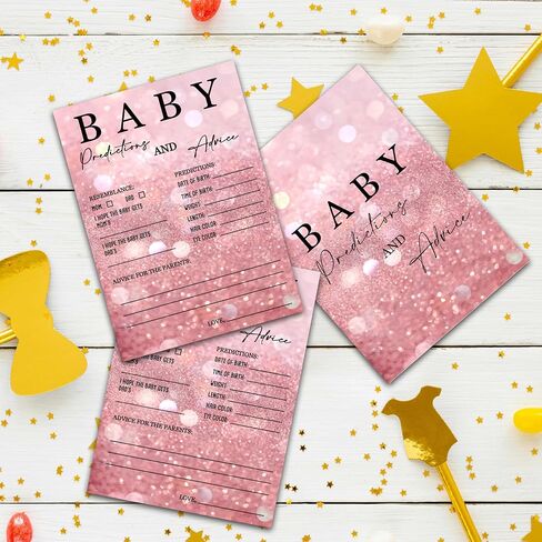 ZIIUFRN Baby Predictions and Advice Cards, 5" x 7" Rose Gold Gender Reveal Games Favors for Guests, Baby Shower Party Decorations - D07 in Saudi Arabia
