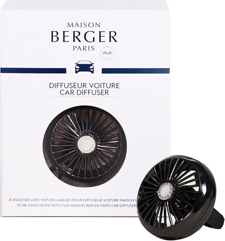 MAISON BERGER - مجموعة موزع فتحات تهوية معطر هواء السيارة القابلة لإعادة الملء - قطر 1.75 بوصة × عمق 1.25 بوصة - صنع في فرنسا (لمسة نهائية جرافيكية غير لامعة) in Saudi Arabia