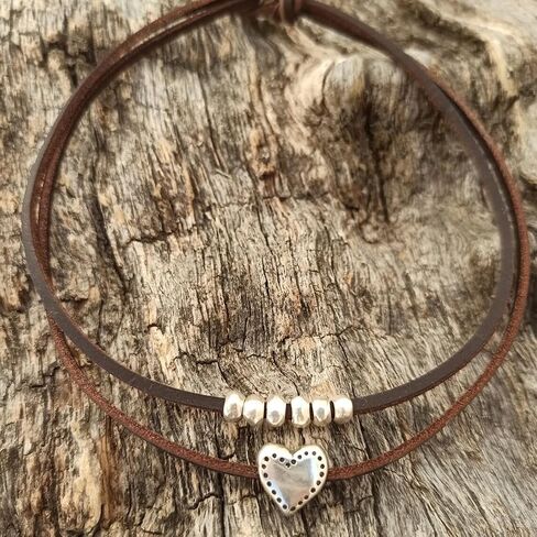 Layered Leather Love Heart Choker Necklace Boho Coin Clavicle Necklace Geometric Ellipse stone Statement Clavicle Cord for Women Men Girls Gift in Saudi Arabia