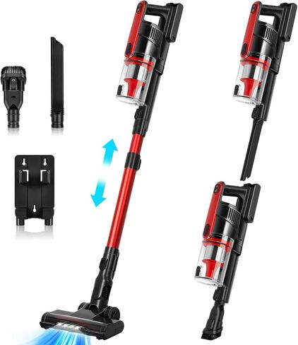 Cordless Vacuum Cleaner Lightweight 24Kpa 2-Speed Vacuum Cleaners for Home, Stick Vacuum Cleaner with LED Light, XL Dust Cup, Wall Mount, 4-Layer Filter, Rechargeable Vacuum for All Floor in Saudi Arabia