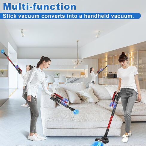 Cordless Vacuum Cleaner Lightweight 24Kpa 2-Speed Vacuum Cleaners for Home, Stick Vacuum Cleaner with LED Light, XL Dust Cup, Wall Mount, 4-Layer Filter, Rechargeable Vacuum for All Floor in Saudi Arabia