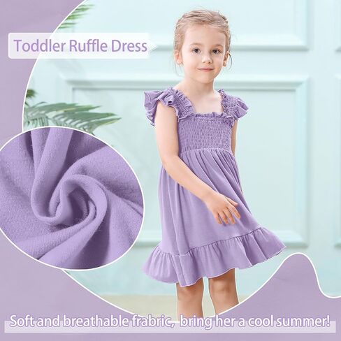 Toddler Girl Summer Dress Sleeveless Smocked Baby Dresses Square Neck Kids Tiered Boho Sundress Beach Casual Birthday in Saudi Arabia