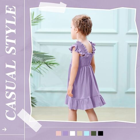 Toddler Girl Summer Dress Sleeveless Smocked Baby Dresses Square Neck Kids Tiered Boho Sundress Beach Casual Birthday in Saudi Arabia