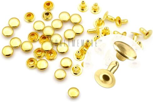 CRAFTMEMORE 200 Pack Leather Rivets Single Cap Rapid Rivet Metal Stud Fasteners Round Cap for Bag Belt Wallet Leather Craft (Antique Brass, 4MM) in Saudi Arabia