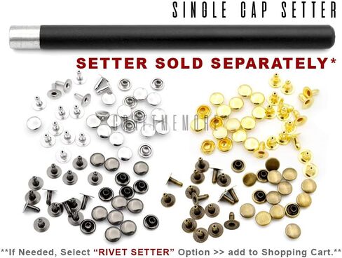CRAFTMEMORE 200 Pack Leather Rivets Single Cap Rapid Rivet Metal Stud Fasteners Round Cap for Bag Belt Wallet Leather Craft (Antique Brass, 4MM) in Saudi Arabia