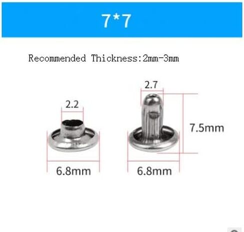 100 Sets Silver Stainless Steel Leather Rivets Double Cap Rivet Tubular Metal Studs Repairs Decoration Craft Accessories for Leather Craft Clothes Shoes Bags Belts(6mm) in Saudi Arabia
