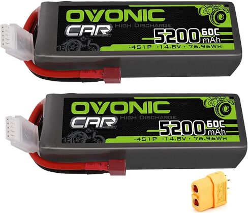 OVONIC 4S Lipo Battery 14.8V 60C 5200mAh RC Lipo with Deans T Connector for RC Buggy Truggy Crawler Monster Car Boat Truck 2 Pack in Saudi Arabia