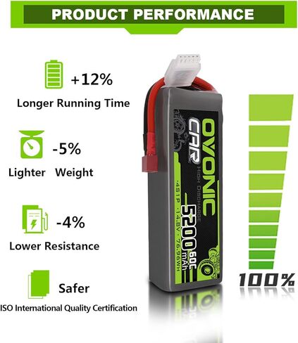 OVONIC 4S Lipo Battery 14.8V 60C 5200mAh RC Lipo with Deans T Connector for RC Buggy Truggy Crawler Monster Car Boat Truck 2 Pack in Saudi Arabia