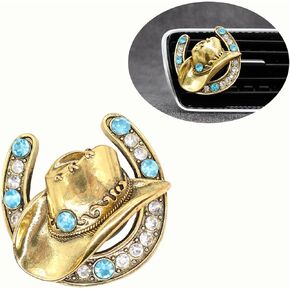 Cowboy Cowgirl Car Air Freshener Vent Clip,Bling Western Car Accessories,1pc Women Men Vehicles Trucks Car Decor,Refillable Alloy Cowboy Hat Car Charm Car Diffuser
