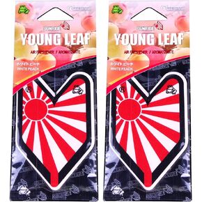 2 Pack Wakaba Young Leaf YLWP93 Japan Tree Frog Peach Scents JDM Air Freshener, White Peach