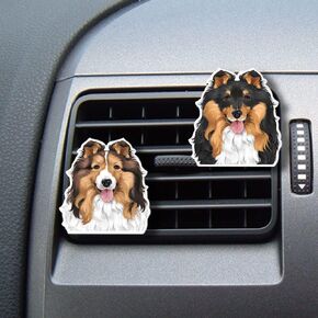 WIRESTER Set of 2 Fresh Scented Car Air Freshener Vent Clip, Decorative Accessories, Interior Decoration for Cars - Sheltie Shetland Sheep Dogs