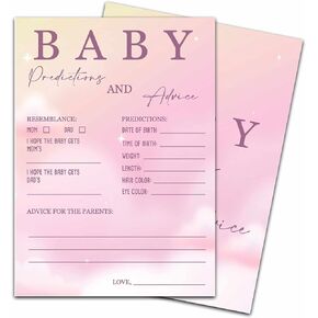 ZIIUFRN Baby Predictions and Advice Cards, 5" x 7" Rose Gold Gender Reveal Games Favors for Guests, Baby Shower Party Decorations - D07