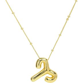 O-2H Bubble Constellation Necklace - Balloon Zodiac Necklaces for Women Girls with 12 Constellation Pendant, 18K Gold Plated, Puffy Personalized Jewelry Gift, Brass Material.