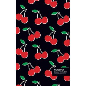 Sweet Cherry Notebook: (Black Edition) Fun notebook 96 ruled/lined pages (5x8 inches / 12.7x20.3cm / Junior Legal Pad / Nearly A5)