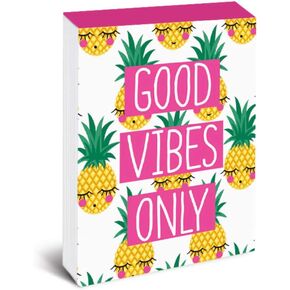 Graphique Pineapple Faces Pocket Notes – Pocket Notebook with Happy Blushing Pineapples, "Good Vibes Only" Message & Matching Magnetic Case, 75 Full Color Pages, 3" x 4"