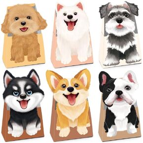 FRIDAY NIGHT 24 Pieces Puppy Theme Candy Boxes Dog Goodie Treat Gift Box Kids Birthday Pet Adoption Party Favor for Wedding Baby Shower Decoration