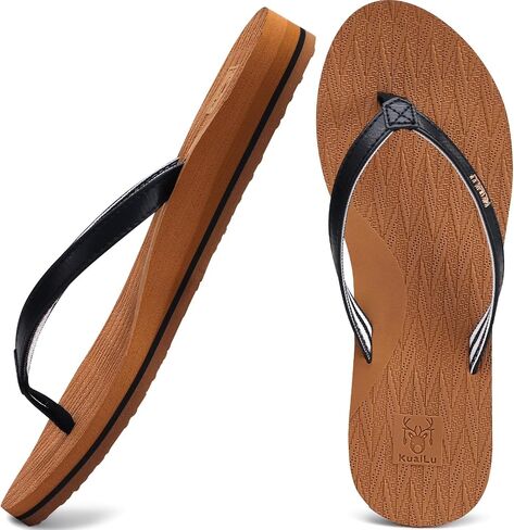 KuaiLu Womens Fashion Flip Flops Ladies Summer Beach Yoga Mat Thong Sandals | Comfortable Lightweight Slip On Arch Support Walking Sandles，Trendy Leather Outfits Plantar Fasciitis Recovery Footwear in Kuwait
