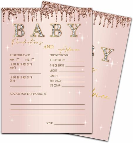 ZIIUFRN Baby Predictions and Advice Cards, 5" x 7" Rose Gold Gender Reveal Games Favors for Guests, Baby Shower Party Decorations - D07 in Saudi Arabia