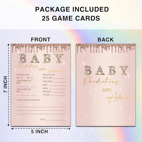 ZIIUFRN Baby Predictions and Advice Cards, 5" x 7" Rose Gold Gender Reveal Games Favors for Guests, Baby Shower Party Decorations - D07 in Saudi Arabia