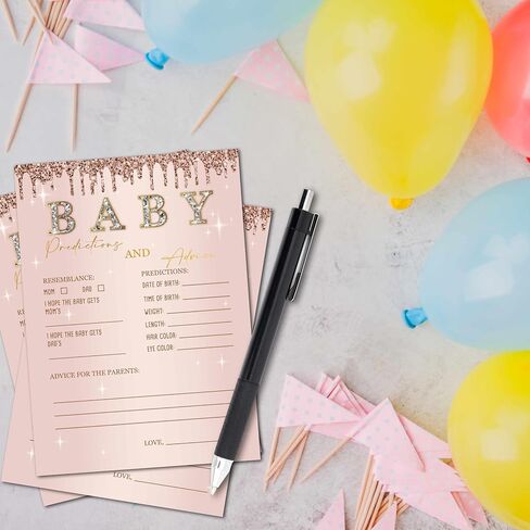 ZIIUFRN Baby Predictions and Advice Cards, 5" x 7" Rose Gold Gender Reveal Games Favors for Guests, Baby Shower Party Decorations - D07 in Saudi Arabia