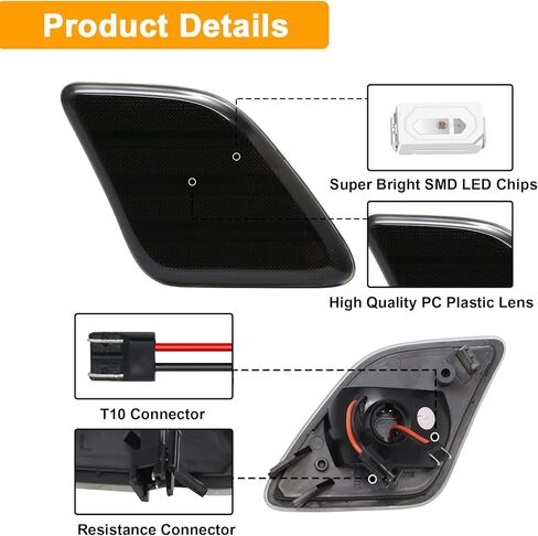 مصابيح LED للعلامات الجانبية متوافقة مع S Class W221 2010-2013/ لـ CLS-Class C218 2012-2014/ لـ W218 CLS63 AMG 2012-2014، مجموعة مصابيح مصابيح الإشارة الجانبية للإشارة in Kuwait